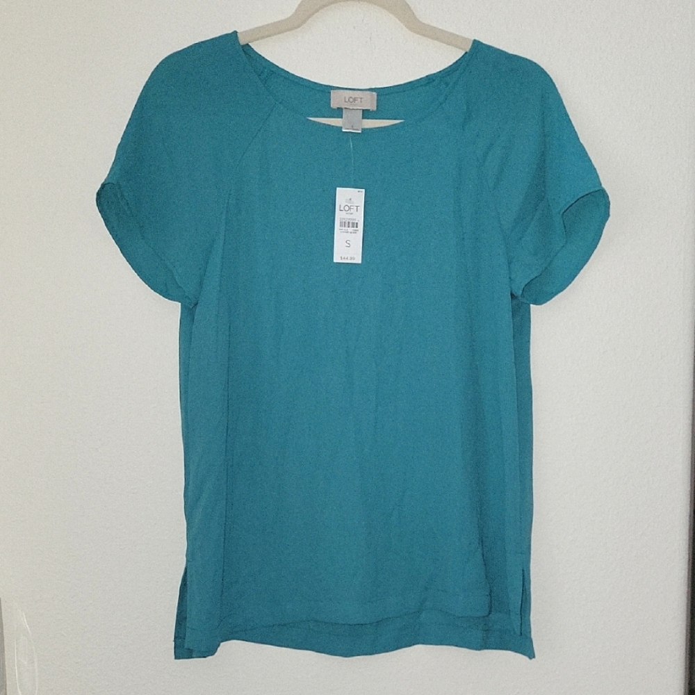 LOFT Teal Short Sleeve Rounded Neck Tee NWT